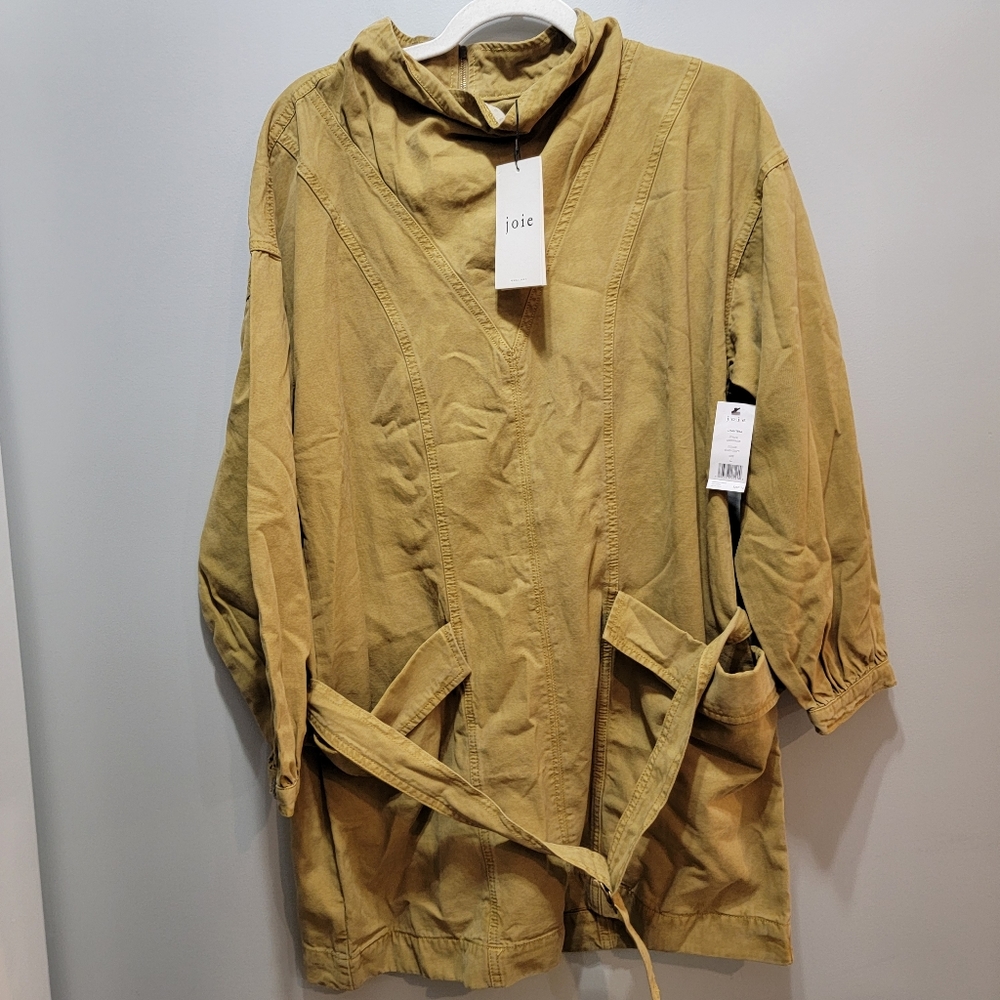Joie Chantria Belted Cowl-Neck Utility Mini Dress Size Large ECRU OLIVE NEW! - Picture 6 of 11